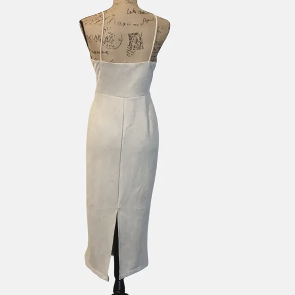 Showpo Suede Spaghetti Strap Cut Out Zip Midi Dress - Picture 5 of 13